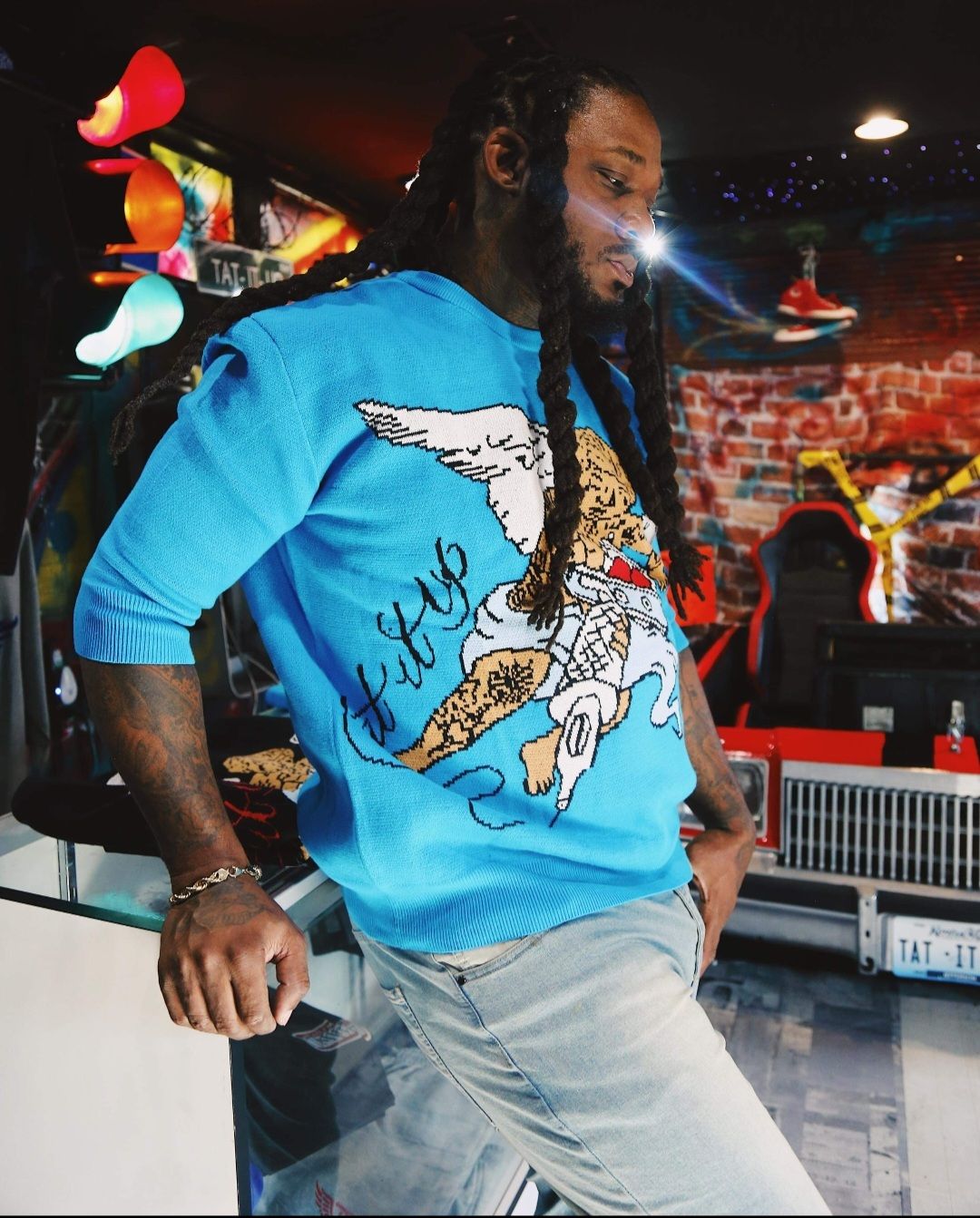 BAHAMA BLUE “TAT IT ANGEL” 34 SLEEVE SWEATSHIRT